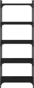 vidaXL Βιβλιοθήκη 5 Επιπέδων Μαύρη 60x30x154 εκ. Επεξεργασμένο Ξύλο