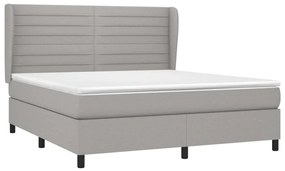 Κρεβάτι Boxspring με Στρώμα Αν. Πράσινο 160x200εκ Υφασμάτινο - Γκρι