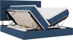vidaXL Κρεβάτι Αποθήκης με στρώμα Μπλε 200 x 200 cm Τεχνητό Δέρμα