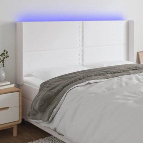 Κεφαλάρι Κρεβατιού LED Λευκό 183x16x118/128 εκ. Συνθετ. Δέρμα 3124011