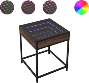 vidaXL Κομοδίνο Άπειρο Φως LED Καφέ Δρυς 40x40x51 εκ.