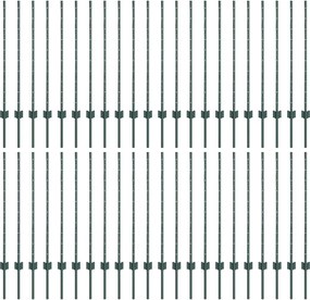 vidaXL Στύλος Περιφράξεων 44 pcs Πράσινο 140 cm Ατσάλι