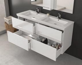 Drop Luxus 120 White Gloss MDF - Πάγκος με Νιπτήρα &amp; Καθρέπτη