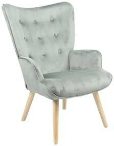 Intrahome Πολυθρόνα Fluffy Intrahome βελούδο γκρι-φυσικό πόδι 75x69x96εκ | SKU: INTRAPA-366111136