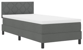vidaXL Κρεβάτι box spring με στρώμα Σκούρο Γκρι 90 x 190 cm ύφασμα