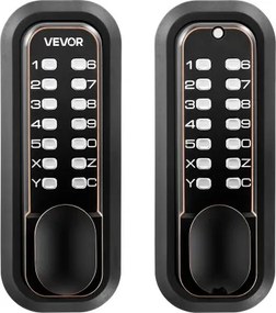 VEVOR Mechanical Keyless Entry Door Lock, 2.0 Code Upgrade, 4-7 Digits Code, Double-Sided Push Button Combination Mechanical Keypad Door Knob, Auto Locking, for Indoor or Outdoor, Oil-Rubbed Bronze
