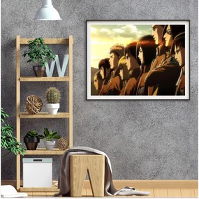 Πόστερ &amp; Κάδρο Attack on Titan AN092 30x40cm Μαύρο Ξύλινο Κάδρο (με πόστερ)