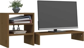 vidaXL Βάση Οθόνης Καφέ 81x20x30 εκ. από Μασίφ Ξύλο Πεύκου