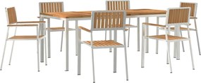 vidaXL Σετ Εξωτερικής Τραπέζης 7 pcs Καφέ Στερεό Ξύλο Τίκ