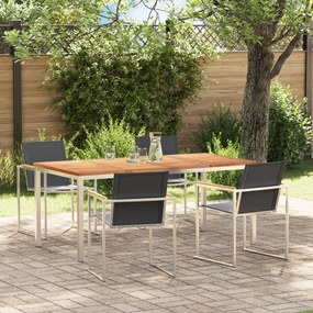 vidaXL set τραπεζαρίας κήπου 5 τμχ  από ξύλο teak και ανοξείδωτο χάλυβα