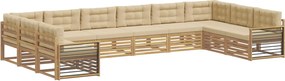 vidaXL Σετ Καναπέ 10 τμχ. 10-θέσια White and Beige Polyester