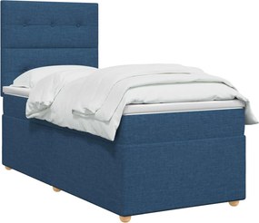 vidaXL Κρεβάτι box spring με στρώμα Μπλε 80 x 200 cm Ύφασμα