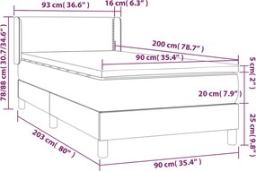 vidaXL Κρεβάτι Boxspring με Στρώμα Μαύρο 90x200 εκ. Βελούδινο