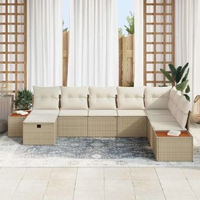 vidaXL Σετ Καναπέ Κήπου 8 pcs Μπεζ 55 x 62 x 69 εκ Πολυ ράταν