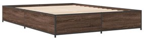 vidaXL Πλαίσιο Κρεβατιού Καφέ Δρυς 150x200 εκ. Επεξ. Ξύλο &amp; Μέταλλο