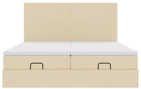 vidaXL Οθωμανικό Κρεβάτι με Στρώματα Κρέμα 200x200cm Ύφασμα