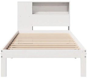 vidaXL Κρεβάτι Βιβλιοθήκη Χωρίς Στρώμα Λευκό 75x190 εκ Μασίφ Πεύκο