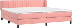 vidaXL Κρεβάτι Boxspring με Στρώμα Ροζ 200x200 εκ. Βελούδινο