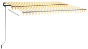 vidaXL Τέντα Συρόμενη Χειροκίνητη με LED Κίτρινο / Λευκό 4,5x3 μ.