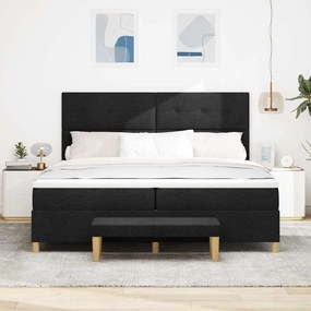 vidaXL Κρεβάτι με ελατήρια με στρώμα Μαύρο 200 x 200 cm ύφασμα