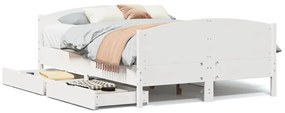 vidaXL Σκελετός Κρεβ. Χωρίς Στρώμα Λευκό 150x200 εκ Μασίφ Πεύκο