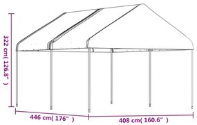 Κιόσκι με Τέντα Λευκό 4,46 x 4,08 x 3,22 μ. από Πολυαιθυλένιο - Λευκό