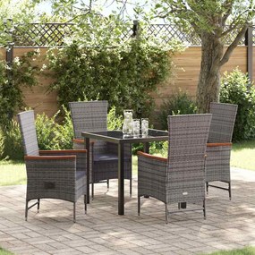 vidaXL Καρέκλες Εξωτερικού Χώρου 5 pcs Γκρι 80 x 80 x 73 εκ PE Ρατάν