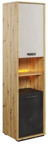Βιβλιοθήκη  Qubic με φωτισμό LED Natural &amp; Graphite  QB-04