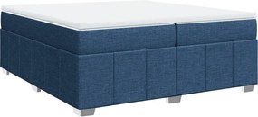 vidaXL Κρεβάτι Boxspring με Στρώμα Μπλε 200x200 εκ. Υφασμάτινο