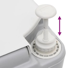 vidaXL Τουαλέτα Κάμπινγκ Φορητή Γκρι και Λευκό 22 + 12 Λίτρα από HDPE