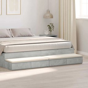vidaXL Συρτάρια Κρεβατιού Γκρι Σκυρόδεμα 200x36,5x16,5 εκ. MDF