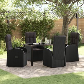 vidaXL Ανακλινόμενες Καρέκλες Κήπου 5 pcs Μαύρο 140 x 70 x 73 cm