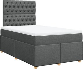 vidaXL Κρεβάτι Boxspring με Στρώμα Σκούρο Γκρι 120x190 εκ Υφασμάτινο