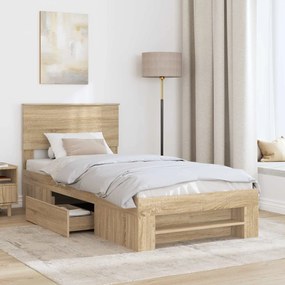 vidaXL Σκελετός Κρεβατιού Δρύς Sonoma 90 x 200 cm Επεξεργασμένο Ξύλο