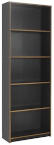 Βιβλιοθήκη Max Megapap χρώμα ανθρακί 64x26x182εκ.