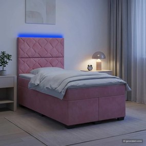 vidaXL Κρεβάτι box spring με στρώμα Ροζ 120 x 200 cm Βελούδο
