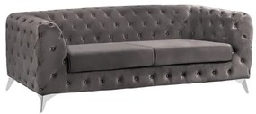 ΚΑΝΑΠΕΣ 3ΘΕΣΙΟΣ Τ.CHESTERFIELD ΓΚΡΙ ΒΕΛΟΥΔΟ FB93128.10 224Χ88Χ74Υεκ. 0513514