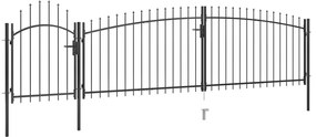 vidaXL Καγκελόπορτα με Λόγχες Μαύρη 5 x 1,75 μ.