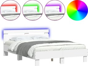 vidaXL Πλαίσιο Κρεβατιού με Κεφαλάρι και LED Λευκό 120 x 200 εκ.