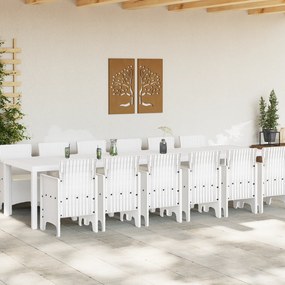 vidaXL Σετ Τραπεζαρίας 13 Τεμαχίων με Μαξιλάρια Λευκό Πολυ Ρατάν