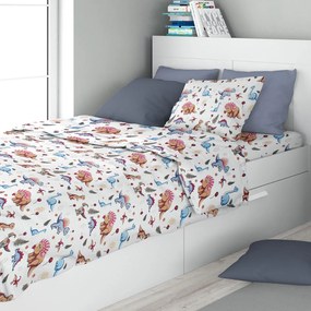 Παπλωματοθήκη Μονή (160x240) Dimcol Dinosaur 519 White - Blue