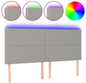 vidaXL Κεφαλάρι Κρεβατιού LED Ανοιχτό Γκρι 200x5x118/128εκ. Υφασμάτινο