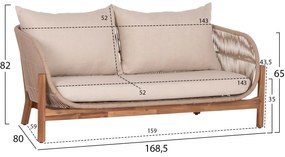 Καναπές κήπου SANJI C6220 Διθέσιος Ξύλο Ακακίας - Αλουμίνιο - Σχοινί 168,5x80x82Υ εκ. 168.5x80x82 εκ.