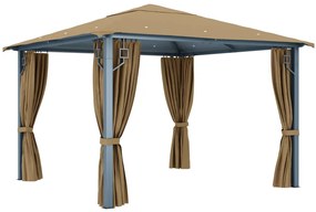 vidaXL Κιόσκι με Κουρτίνα Taupe 300 x 300 εκ. Αλουμινίου