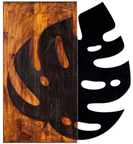 Διακοσμητικό Τοίχου Leaf 899SKL1238 52x58cm Walnut-Black Wallity Metal,Wood