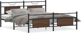 vidaXL Σκελετός Κρεβ. Χωρίς Στρώμα Καφέ Δρυς 180x200 εκ. Μεταλλικό