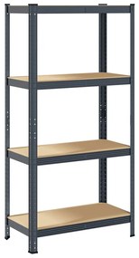 vidaXL Ραφιέρα Αποθήκευσης 4 Επιπέδων Ανθρακί από Ατσάλι &amp; Επεξ. Ξύλο
