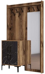 Έπιπλο Εισόδου Berlin 845HCT4212 120x35x200cm Marble Effect Black-Walnut Μοριοσανίδα, Μέταλλο