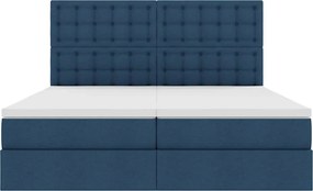 vidaXL Κρεβάτι Αποθήκης με στρώμα Μπλε 200 x 200 cm Τεχνητό Δέρμα