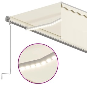 vidaXL Τέντα Αυτόματη με Σκίαστρο/LED/Αισθ. Ανέμου Κρεμ 5 x 3 μ.